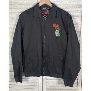 RIPNDIP Men's M Dead Rose Cotton Coach Jacket Full Zip Unisex - Black